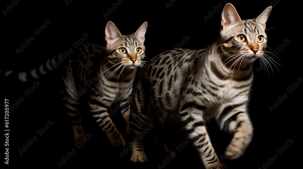 Graceful Egyptian Mau Cats in Motion