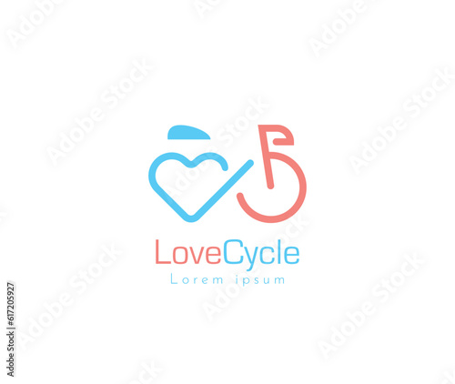 Love Cycle Bicycle logo illustration