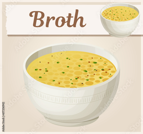 Chicken broth vector icon, bouillon soup cartoon food illustration, healthy dinner ingredient