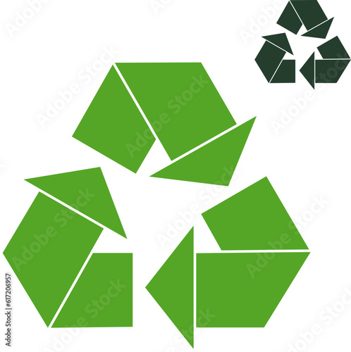 Recycling symbol vector icon isolated on white background. Environment eco sign green and black version illustration, recycle arrows, ecology reuse waste circle