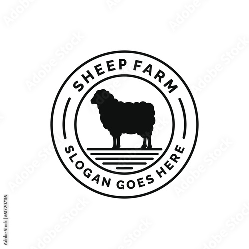 Sheep farm logo design vector. Livestock logo vector