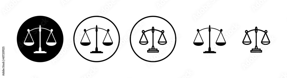 Scales icons set. Law scale icon. Scales vector icon. Justice Scales icons set. Law scale icon. Scales vector icon. Justice