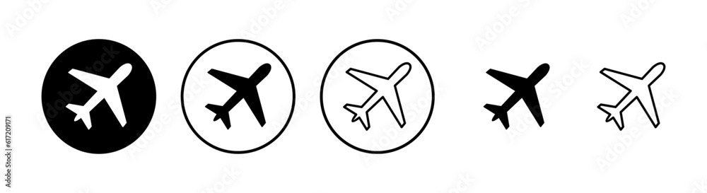 Plane icons set. Aeroplane vector icon. Flight transport symbol. Travel element illustration. Holiday symbol. Airplane