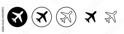 Plane icons set. Aeroplane vector icon. Flight transport symbol. Travel element illustration. Holiday symbol. Airplane