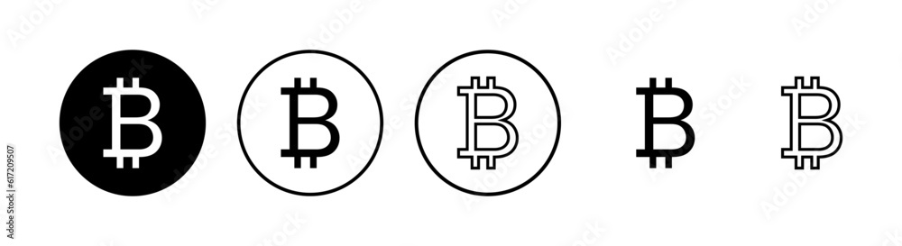 Bitcoin sign icons set. Crypto currency symbol. Blockchain. Cryptocurrency Bitcoin sign icons set. Crypto currency symbol. Blockchain. Cryptocurrency