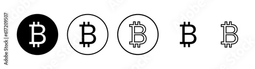 Bitcoin sign icons set. Crypto currency symbol. Blockchain. Cryptocurrency