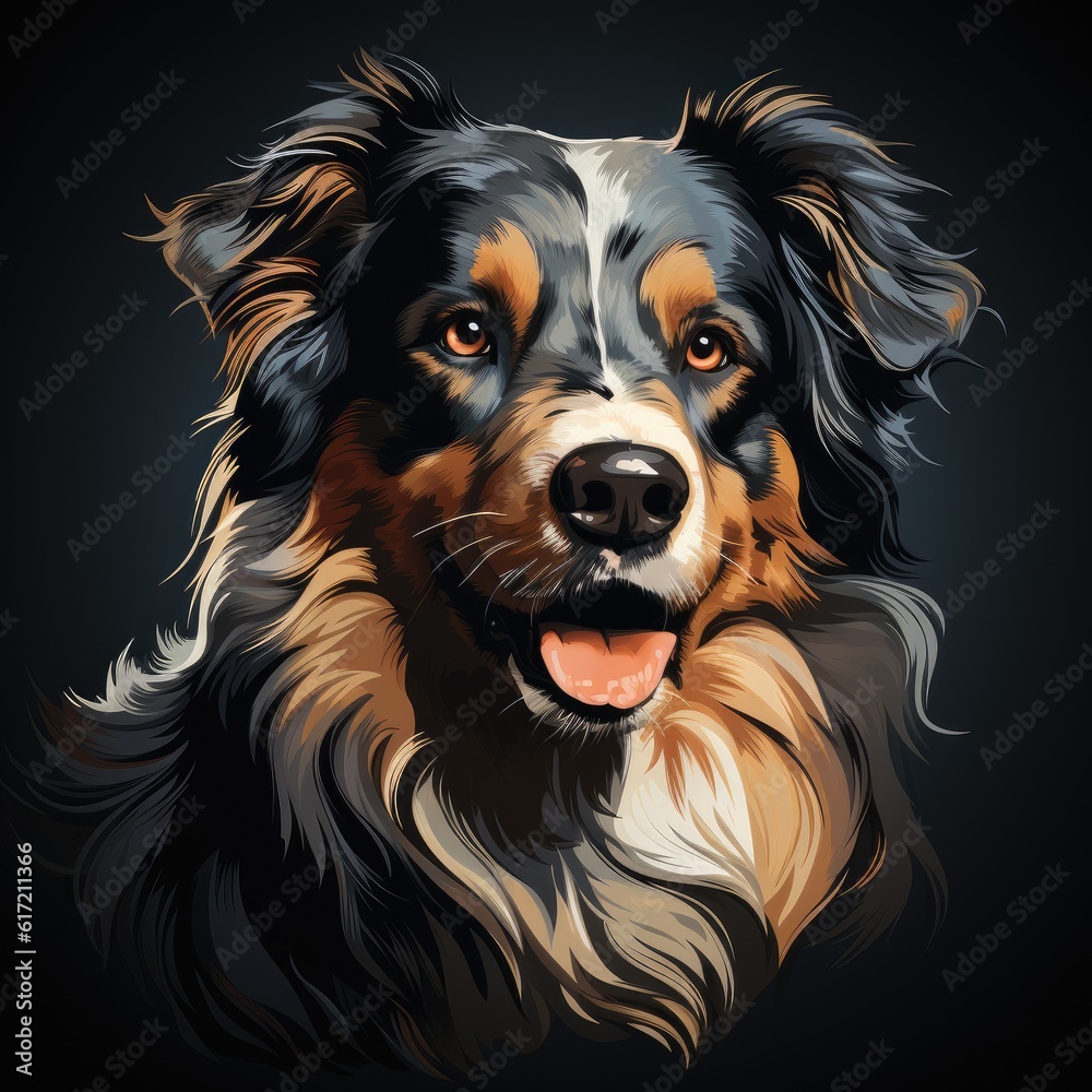black and white dog on black background black and white dog on black background