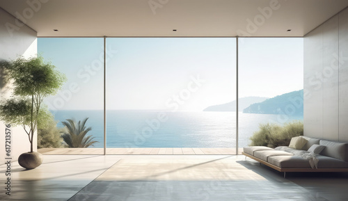 a modern living room with a view of the ocean © Kien