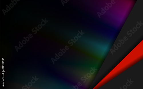 Fototapeta Naklejka Na Ścianę i Meble -  The abstract dark grey and red geometric shape on rainbow color background, Modern colorful background vector overlap layer.