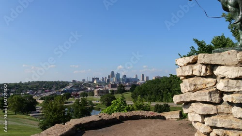 The Scout Overlooking KC Skyline From Penn Valley photo