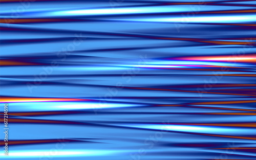 Abstract Dynamic motion blur texture. blue background horisontal fractal shine lines. Speed motion design Technology.