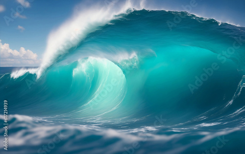 Splash blue wave in the sea, Generative AI Illustration. © Creative_Bringer