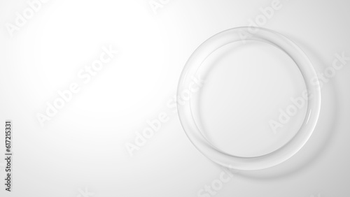 水のような透明の円。背景素材。白背景。（横長）