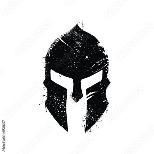 Spartan helm black grunge silhouette