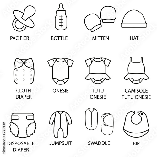 Infant New Born Baby Item Icon Sheet PNG Vector