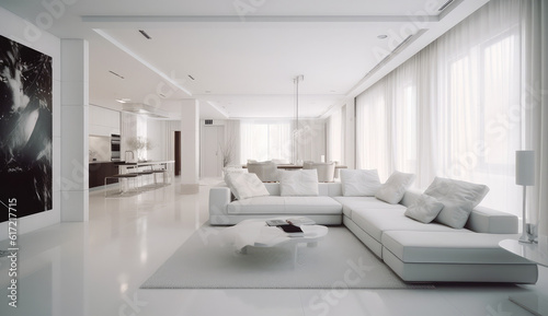 a view into a whitefurnished modern living room