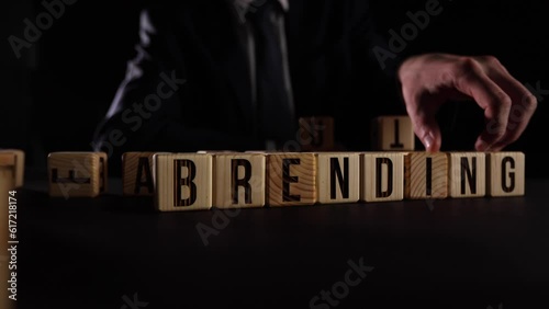 Beautiful grey table grey background. Business brand or rebrand concept. photo