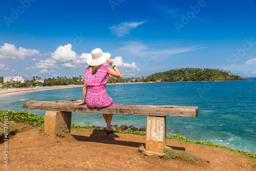 Woman at Mirissa Beach in Sri Lanka