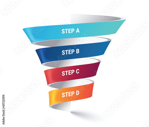 Step funnel infographic. vector illustration