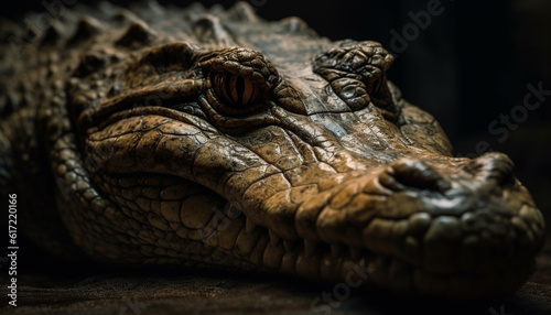 Animal skin  reptile scale  crocodile teeth  dangerous wildlife portrait generated by AI