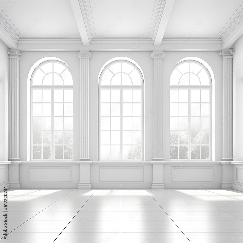 Fototapeta premium Abstract 3d white architecture interior for design, modern, contemporary, indoor