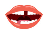 Mouth with missing teeth in flat design on white background. Dental problem.