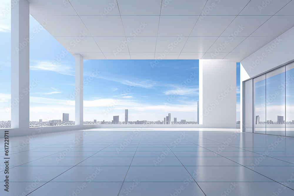 White minimal architecture building background empty wide space for mock up, concrete floor car park, cement garage design scene with copy space, with Generative Ai. White minimal architecture building background empty wide space for mock up, concrete floor car park, cement garage design scene with copy space, with Generative Ai.