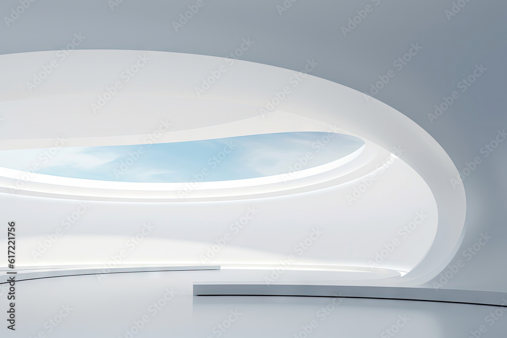 White minimal architecture building background empty wide space for mock up, concrete floor car park, cement garage design scene with copy space, with Generative Ai. White minimal architecture building background empty wide space for mock up, concrete floor car park, cement garage design scene with copy space, with Generative Ai.