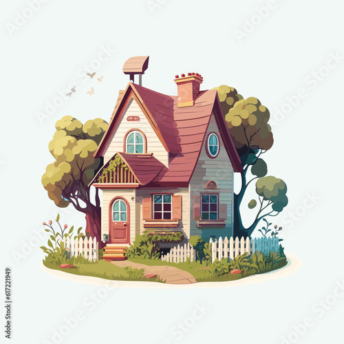 vector cute house cartoon style