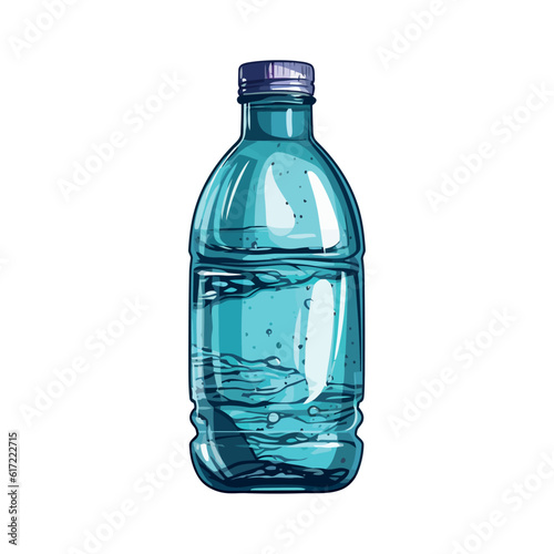 Transparent plastic bottle holds purified water