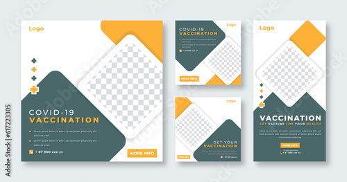 Medical vaccination Social Media Post for Online Marketing Promotion Banner, Story and Web Internet Ads Flyer