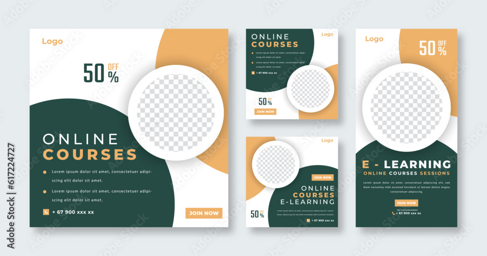 E-learning Courses Social Media Post for Online Marketing Promotion Banner, Story and Web Internet Ads Flyer E-learning Courses Social Media Post for Online Marketing Promotion Banner, Story and Web Internet Ads Flyer
