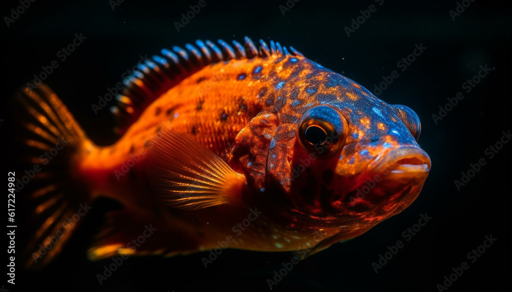 Vibrant underwater beauty Multi colored fish swim in tropical reef generated by AI Vibrant underwater beauty Multi colored fish swim in tropical reef generated by AI