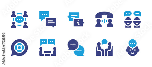 Conversation icon set. Duotone color. Vector illustration. Containing communications, chat, conversation, talk, assistance.