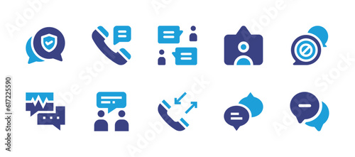 Conversation icon set. Duotone color. Vector illustration. Containing conversation  talk  debate  speech bubbles  chart.
