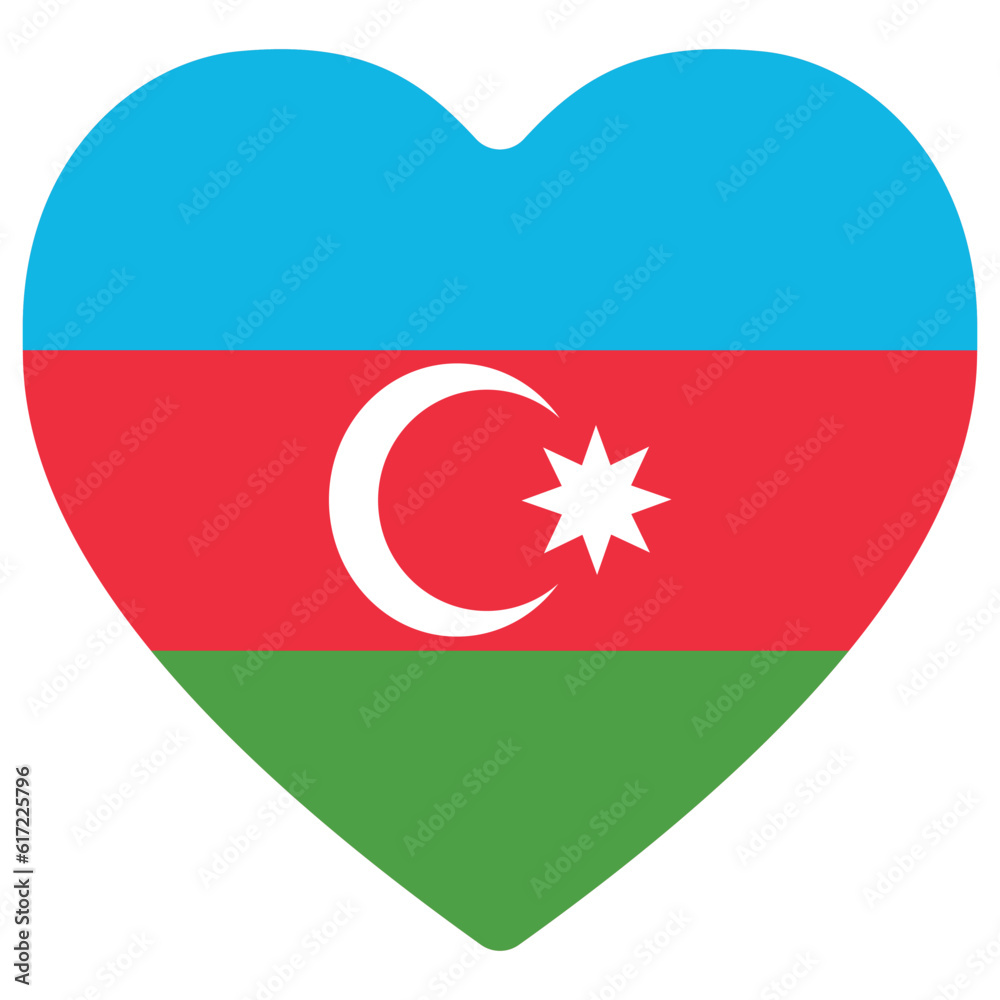 Azerbaijan flag in heart design shape. Flag of Azerbaijan shape Azerbaijan flag in heart design shape. Flag of Azerbaijan shape