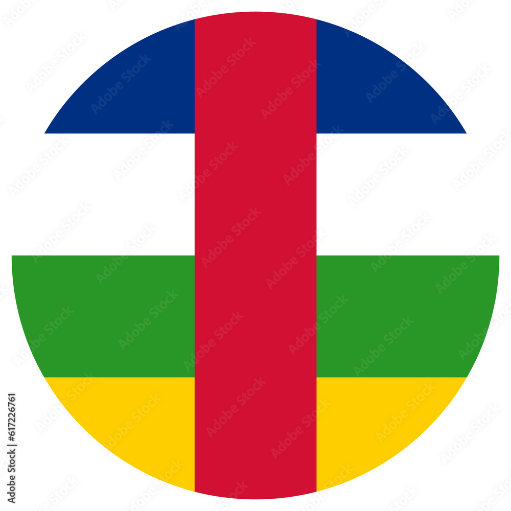 Fototapeta premium Flag of the Central African Republic in round shape. Central African Republic flag in round shape