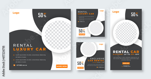 Luxury Car Rental Social Media Post for Online Marketing Promotion Banner, Story and Web Internet Ads Flyer