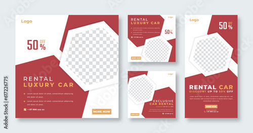 Luxury Car Rental Social Media Post for Online Marketing Promotion Banner, Story and Web Internet Ads Flyer
