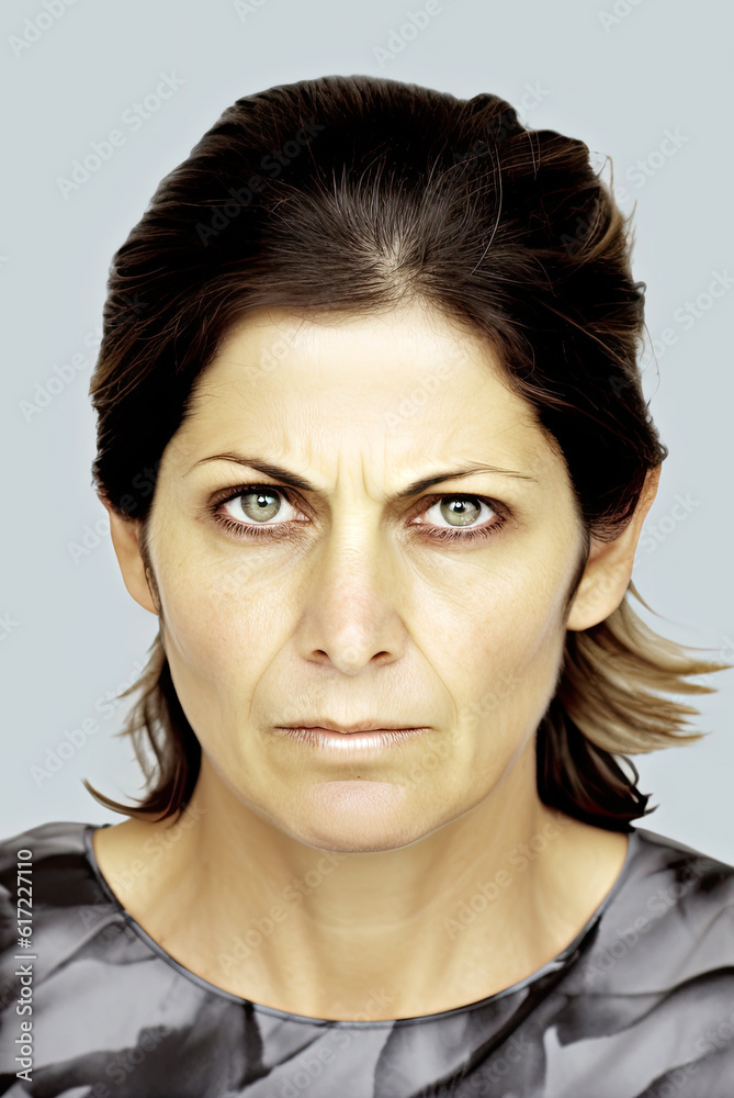 Portrait mug shot of a serious hispanic woman Portrait mug shot of a serious hispanic woman