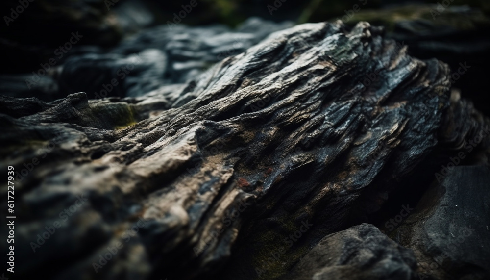 Tranquil scene of flowing water in ravine, autumn forest adventure generated by AI Tranquil scene of flowing water in ravine, autumn forest adventure generated by AI