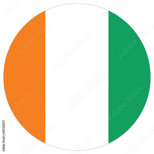 Ivory Coast flag. Ivory Coast flag in round circle shape design 