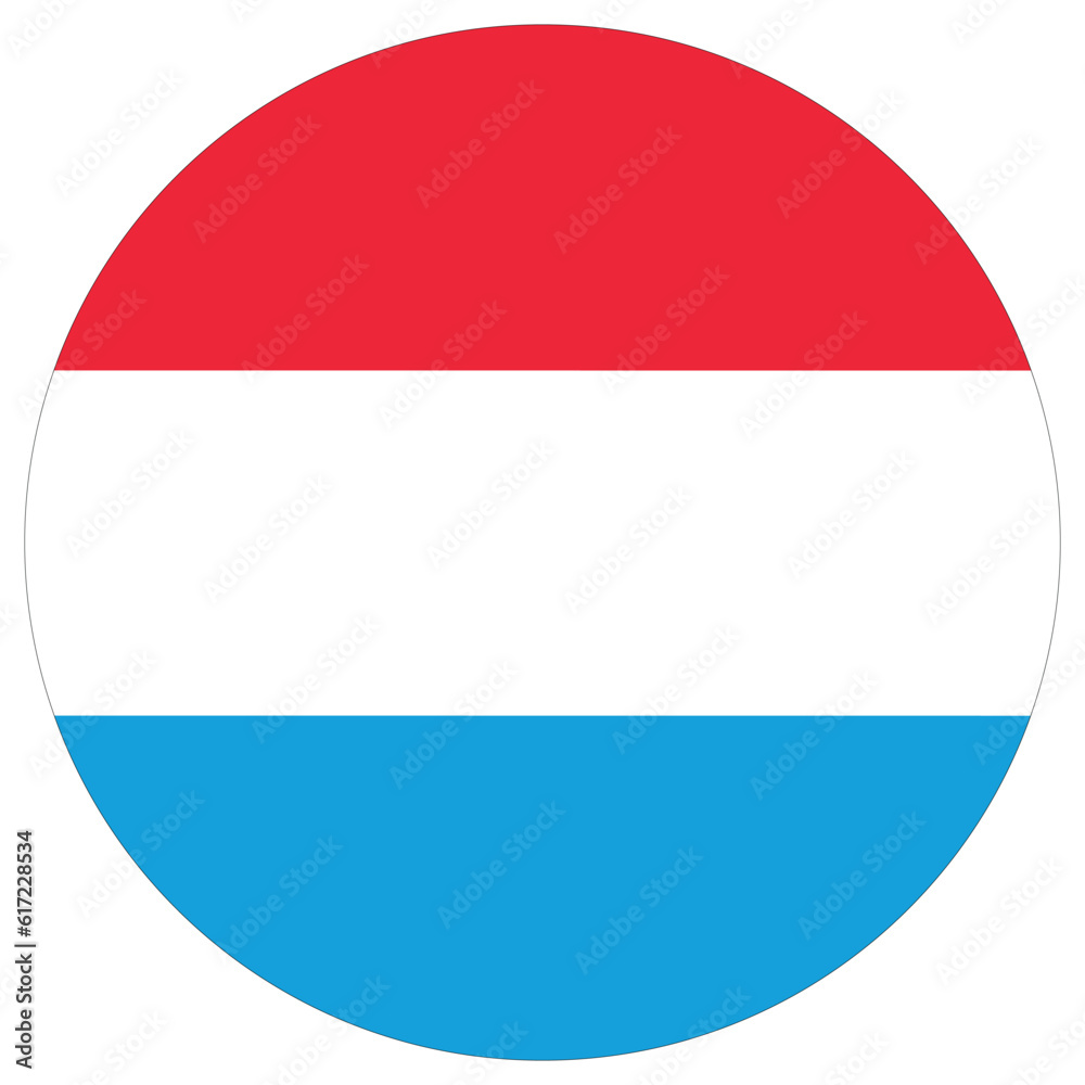 Luxembourg flag in round circle shape. Flag of Luxembourg design shape Luxembourg flag in round circle shape. Flag of Luxembourg design shape