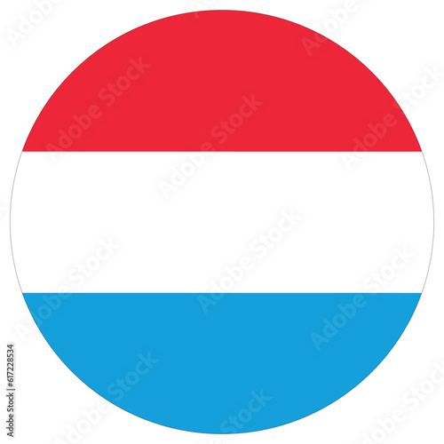 Luxembourg flag in round circle shape. Flag of Luxembourg design shape