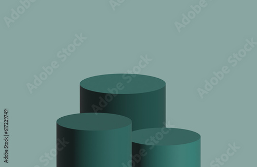 photo minimal podium for product display stand pedestal studio gray color background 3d rendering, Green