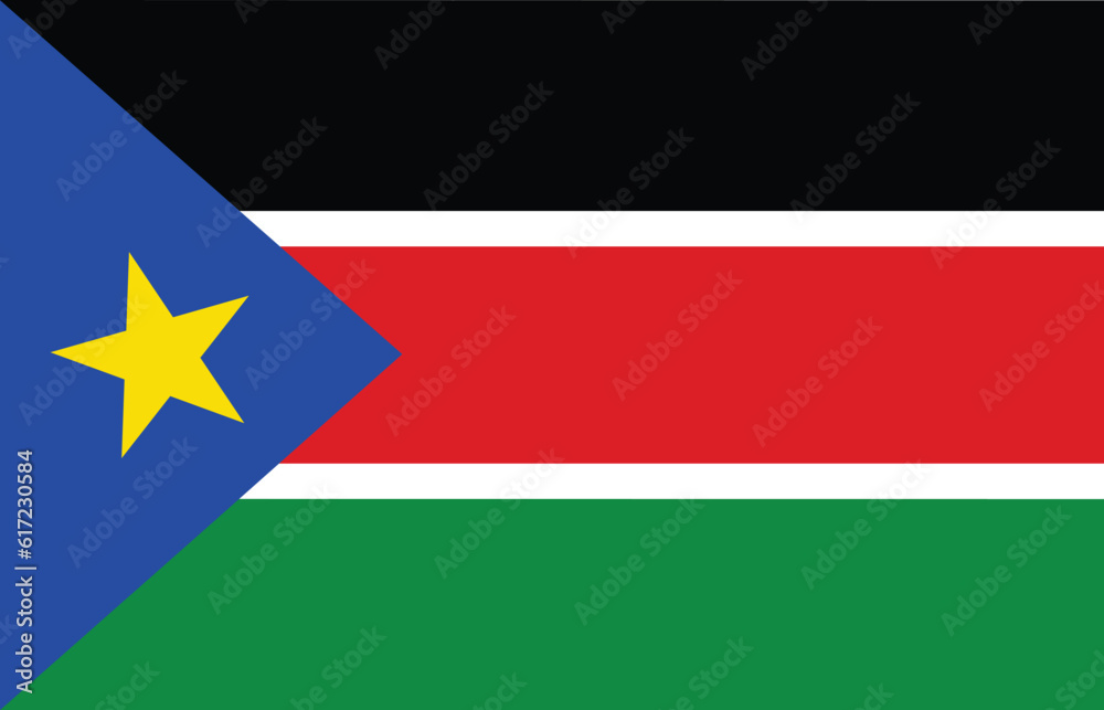 South Sudan flag. Flag of South Sudan design shape. South Sudan flag. Flag of South Sudan design shape.