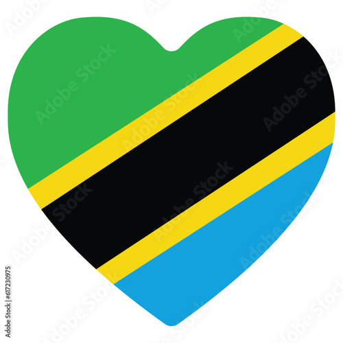 Tanzania flag in heart design shape. Flag of Tanzania design shape
