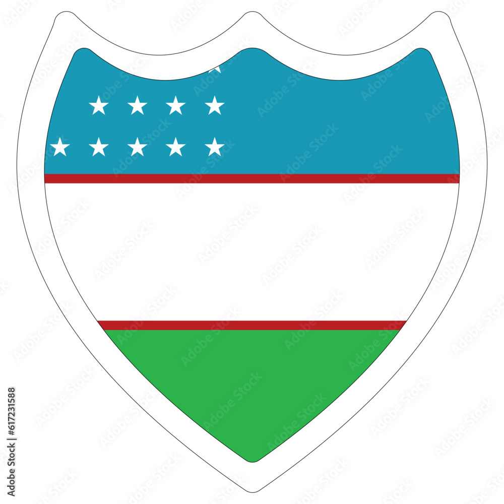 Flag of Uzbekistan. Uzbekistan flag in shape Flag of Uzbekistan. Uzbekistan flag in shape