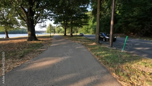Video footage of Philadelphia bike trail Schuylkill river 