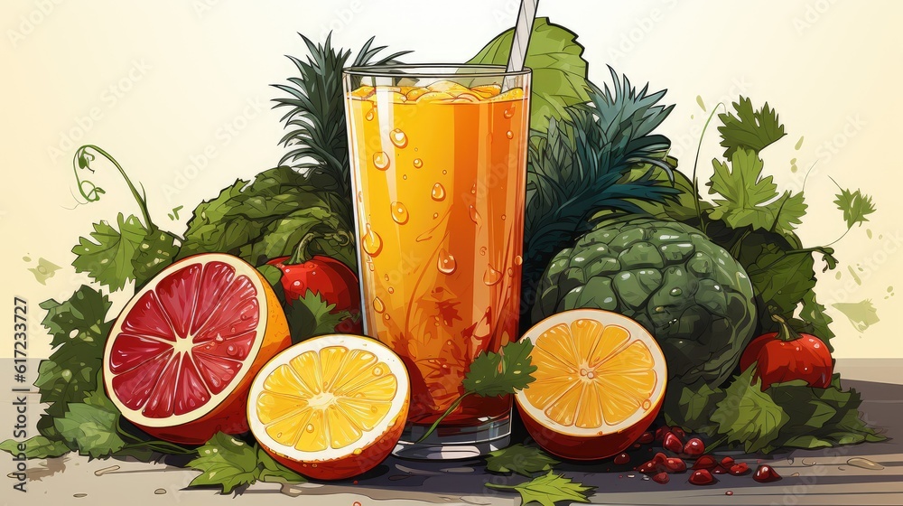 glass of juice and fruits glass of juice and fruits